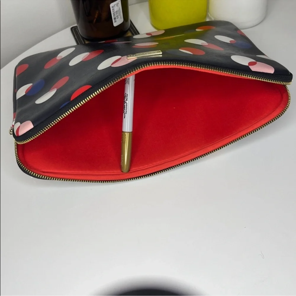 Kate Spade Laptop Case Navy Polka Dot and Plaid Jotter pouch